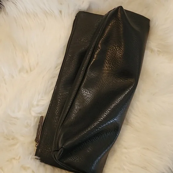 Free People Black Leather Hand Bag 15" x 12" - Picture 9 of 12